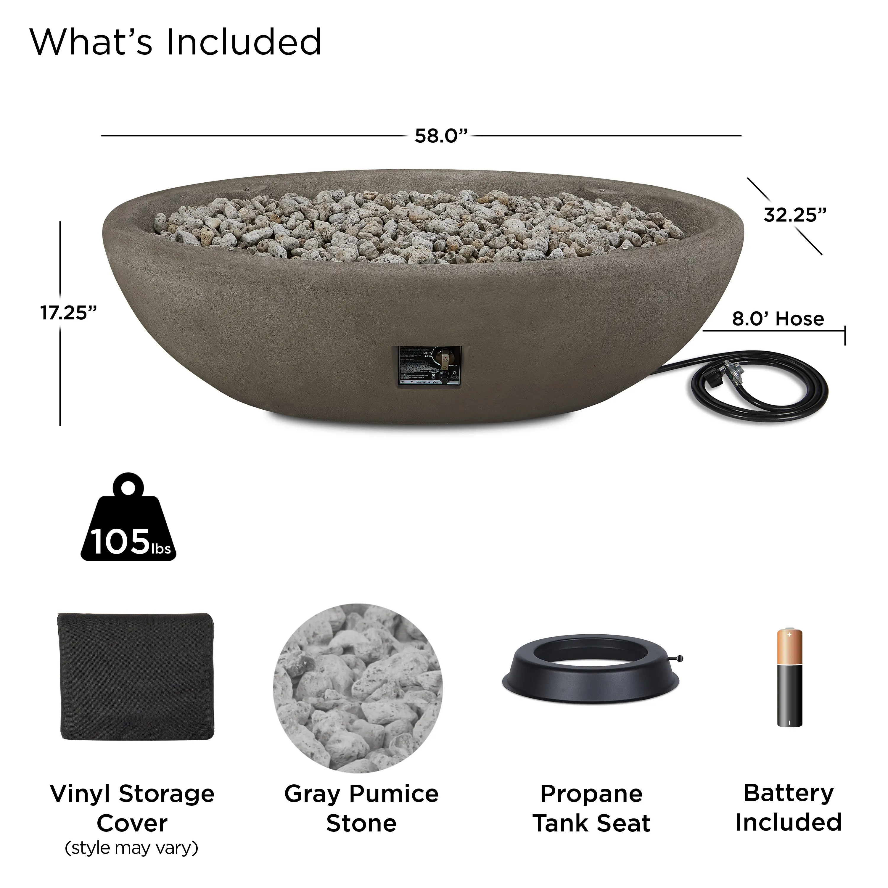 592LP-GLG Riverside 58  Oval Concrete Propane Fire Pit in Glacier Gray-8