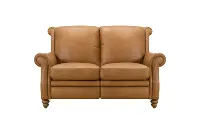 Pentos Saddle Brown Leather Power Reclining Loveseat