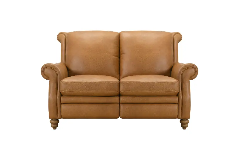 Pentos Saddle Brown Leather Power Reclining Loveseat