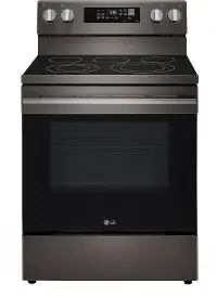 LREN6323ZE LG 6.3 Cu Ft Smart Single Oven Electric Range - Black Stainless Steel