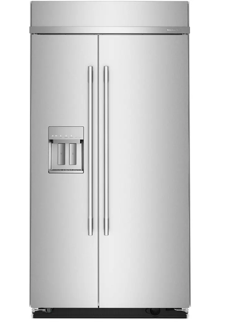 KBSD742SPS KitchenAid 25.1 Cu Ft Built‑In Side‑By‑Side Refrigerator – Stainless Steel with Exterior Dispenser and LED Lighting-1