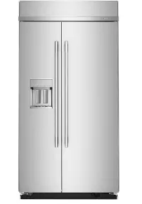 KBSD742SPS KitchenAid 25.1 Cu Ft Built‑In Side‑By‑Side Refrigerator – Stainless Steel with Exterior Dispenser and LED Lighting