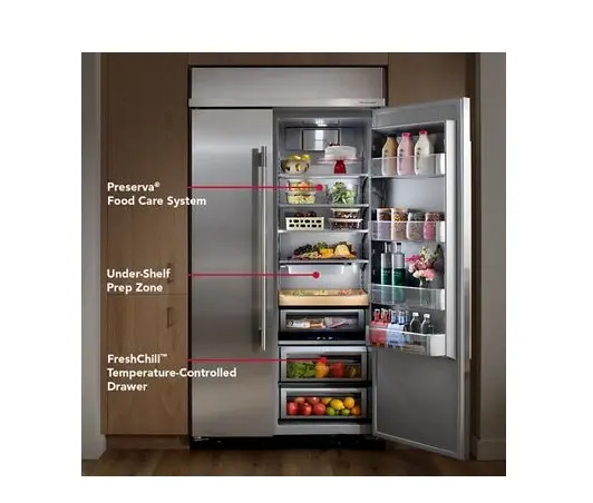 KBSD742SPS KitchenAid 25.1 Cu Ft Built‑In Side‑By‑Side Refrigerator – Stainless Steel with Exterior Dispenser and LED Lighting-7