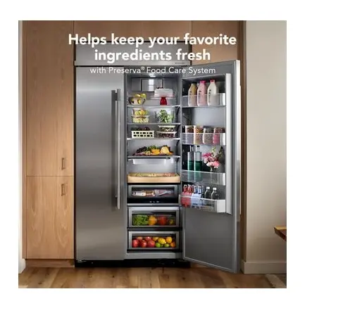 KBSD742SPS KitchenAid 25.1 Cu Ft Built‑In Side‑By‑Side Refrigerator – Stainless Steel with Exterior Dispenser and LED Lighting-8