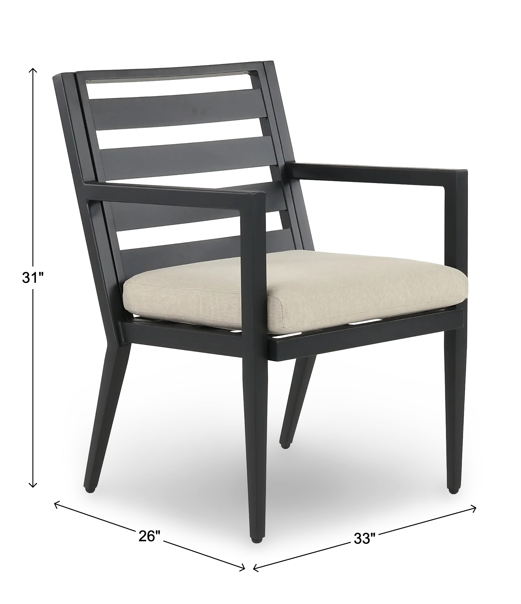 Portland Black and Tan Patio Dining Chair-3