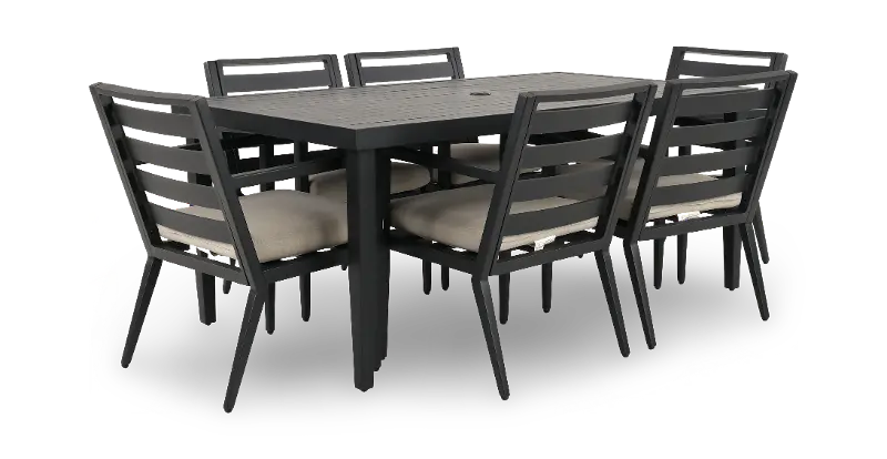 Portland Black 7 Piece Patio Dining Set