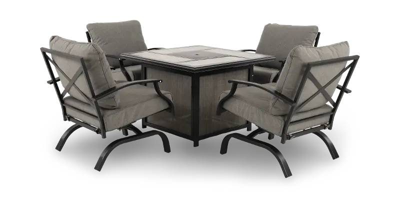 Franklin Gray 5 Piece Firepit Chat Set