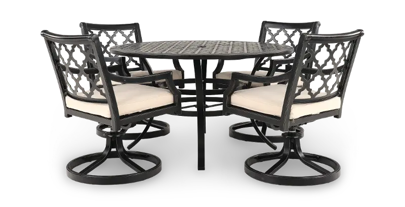 Lucia Beige 5 Piece Swivel Chair Patio Dining Set