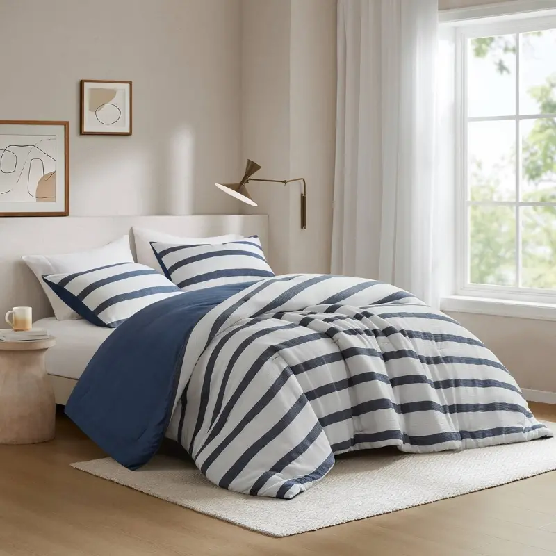 Twin Blue Stripe Comforter 2-Piece Set