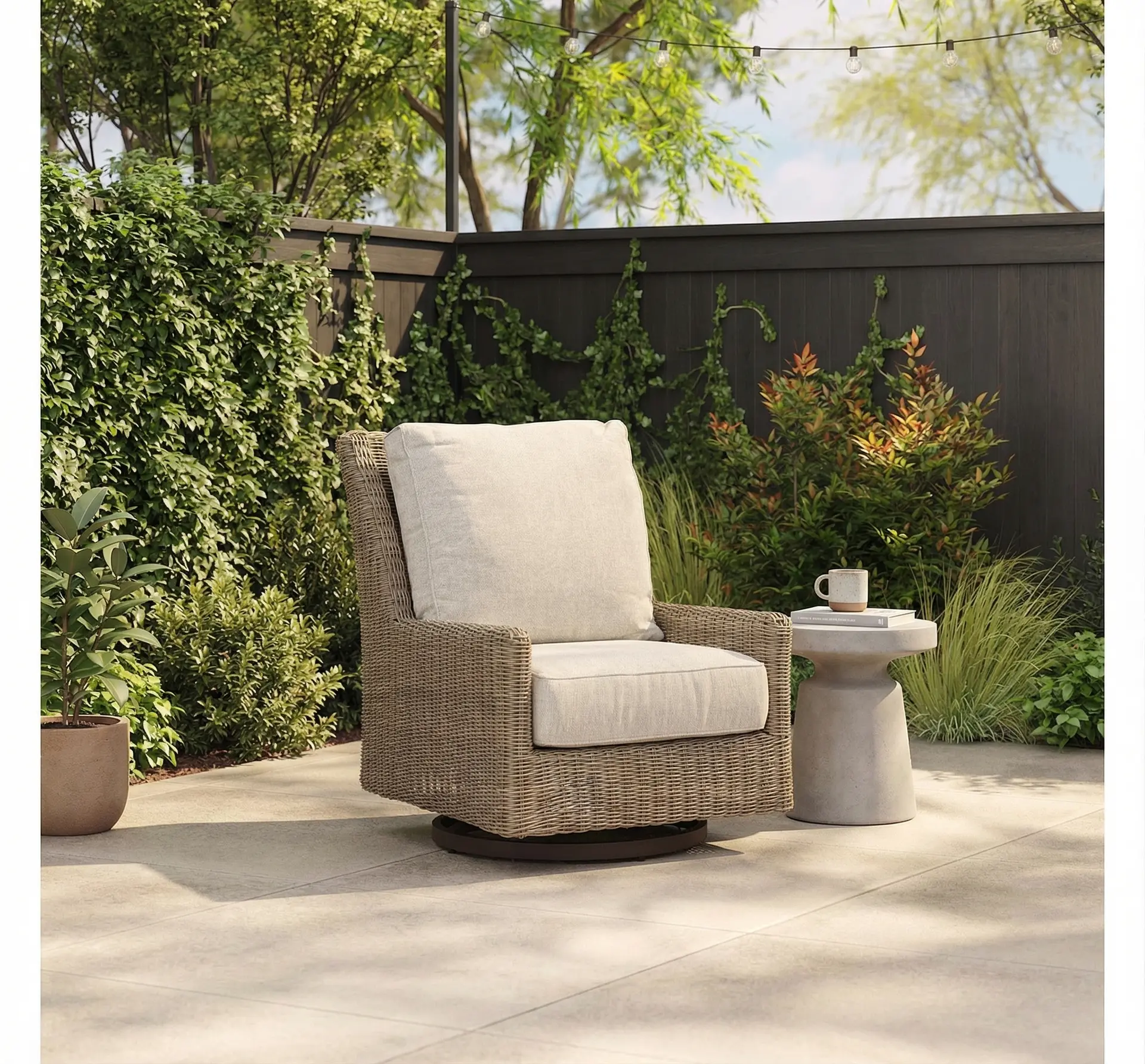 Braden Beige Patio Motion Lounge Chair-2