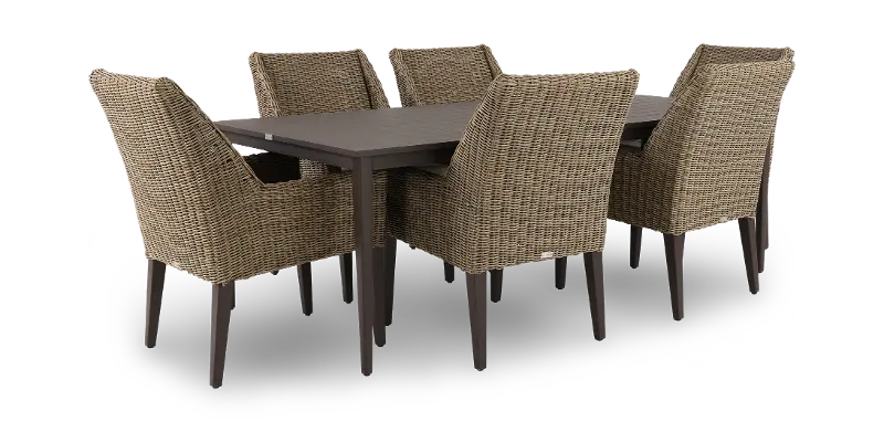 Braden Brown and Beige 7 Piece Patio Dining Set