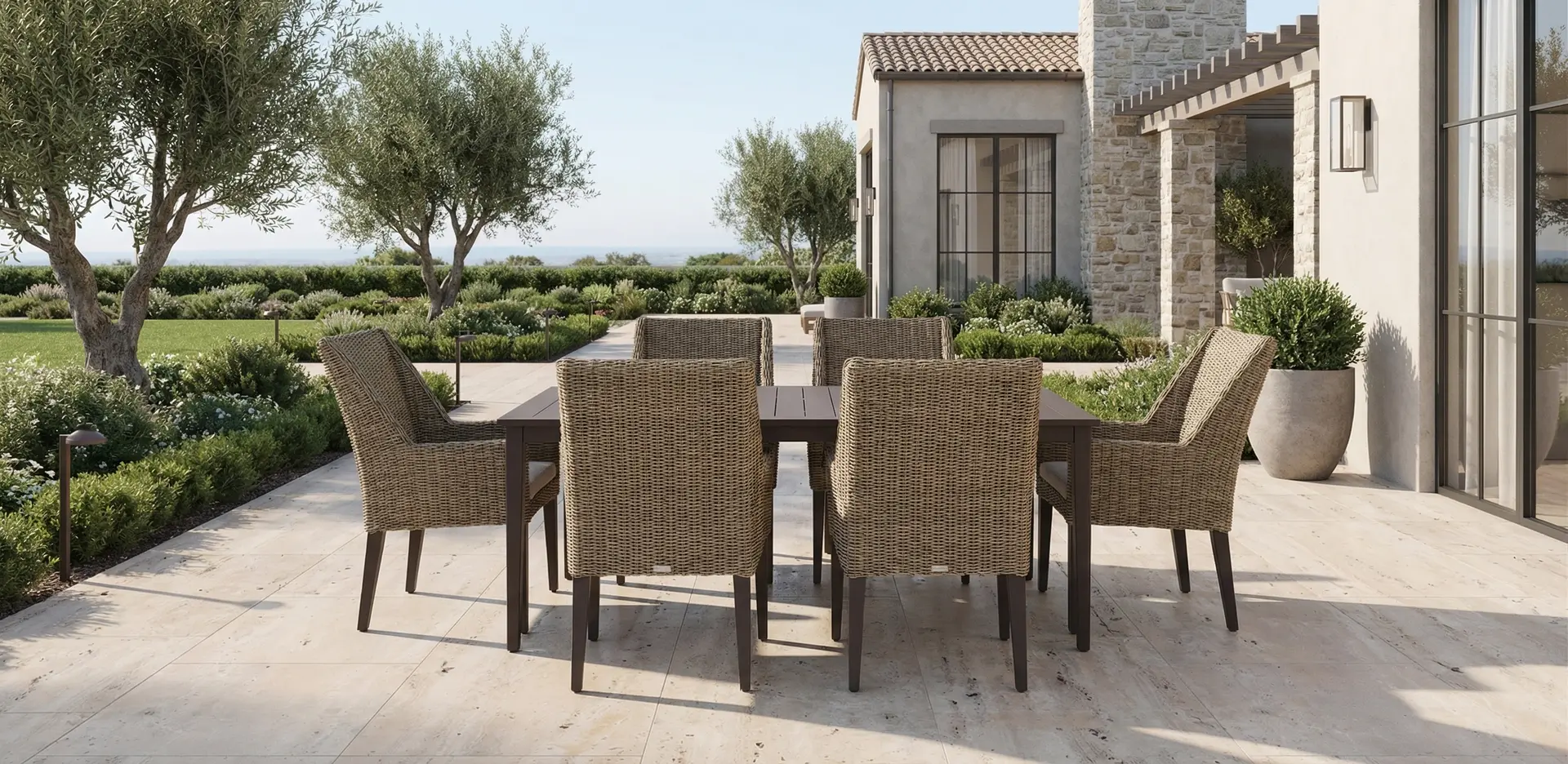 Braden Brown and Beige 7 Piece Patio Dining Set-2