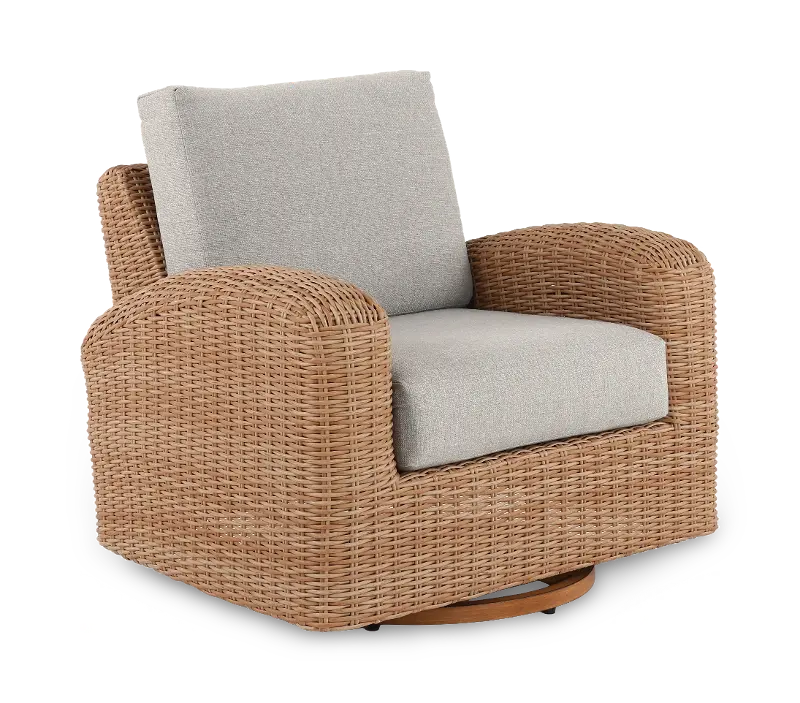 Taranto Natural and Gray Patio Swivel Club Chair