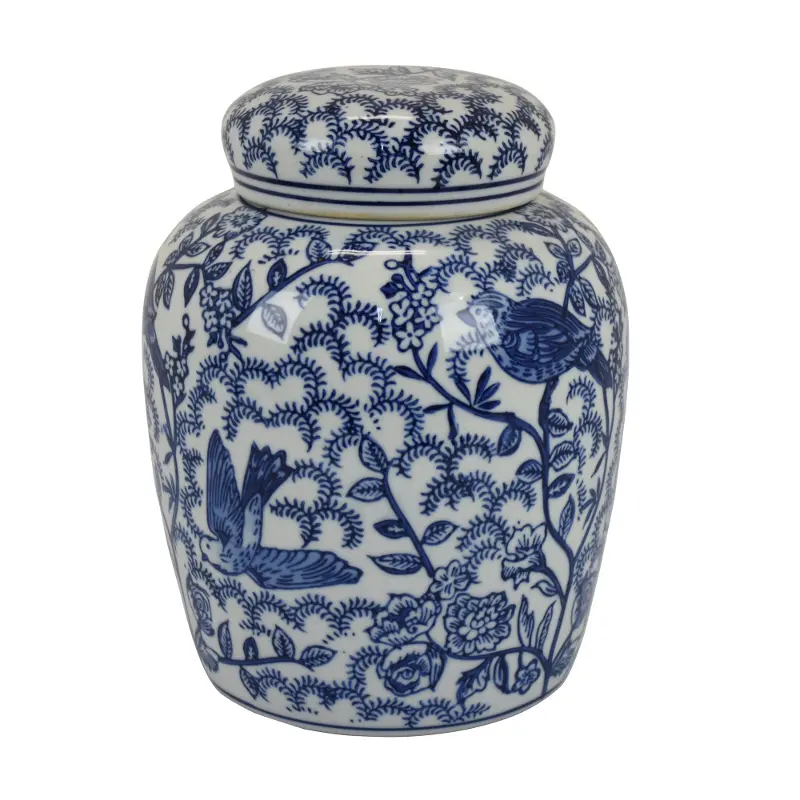 Blue and White Jar with Lid