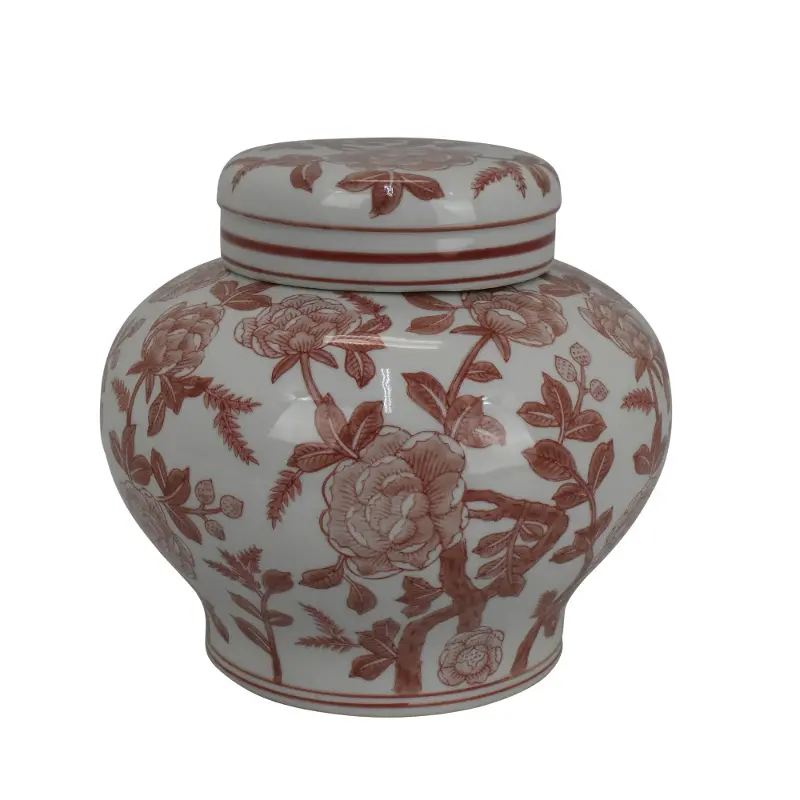 Vintage Red Jar with Lid
