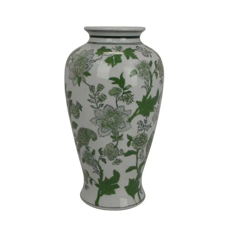 Green and White Vase