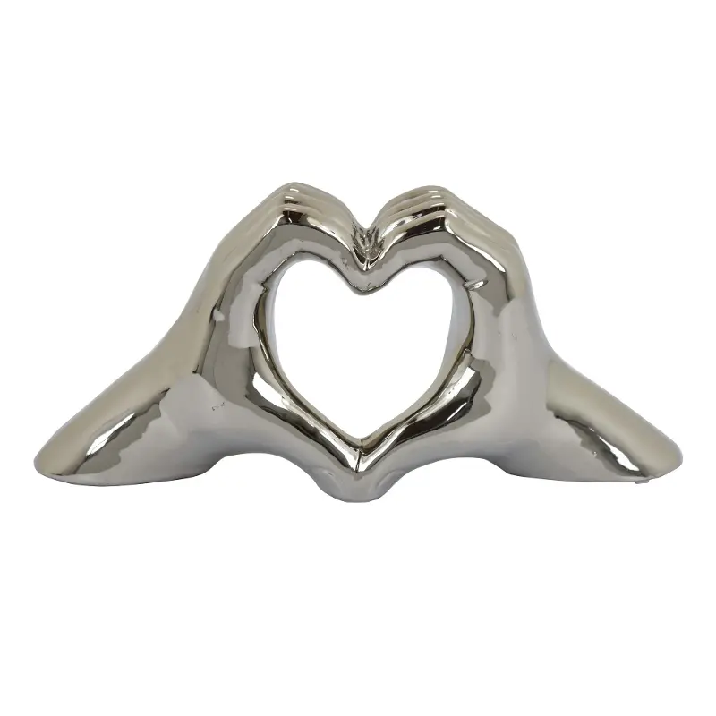 Silver Hand Heart Tabletop Decoration