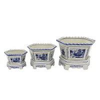 Medium Blue and White Planter