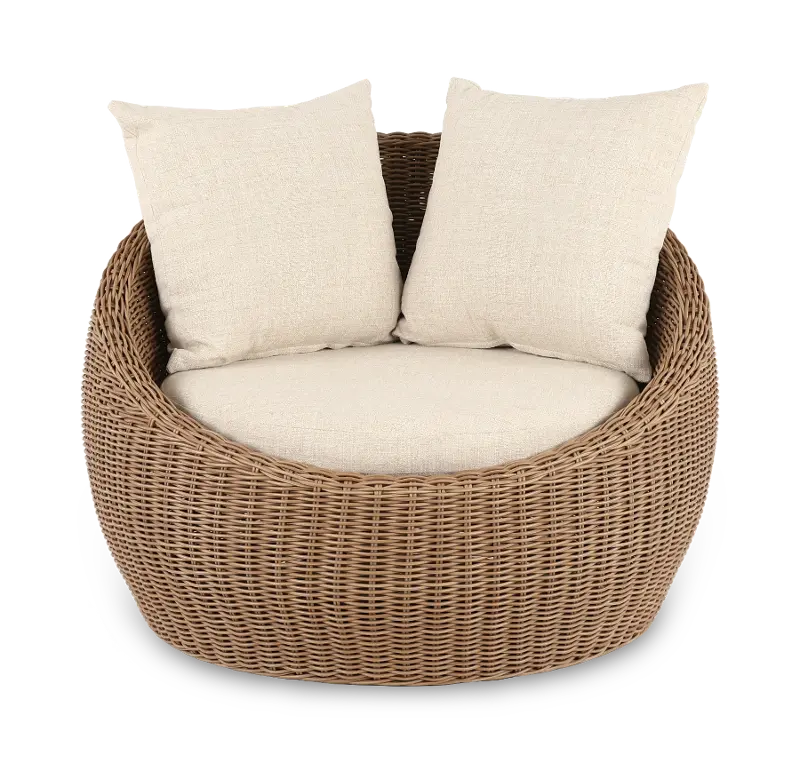Huntington Beige Patio Papasan Swivel Chair
