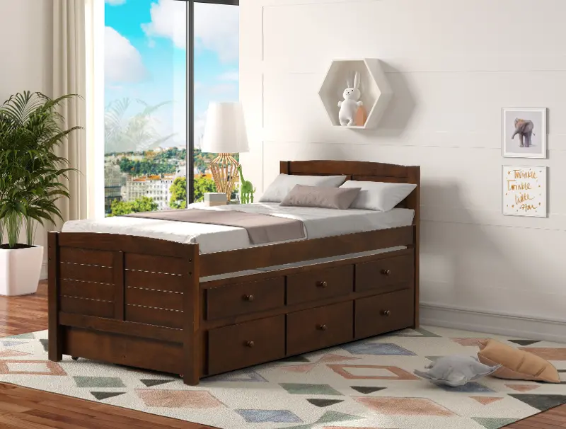 Marcel Brown Twin Captain's Bed