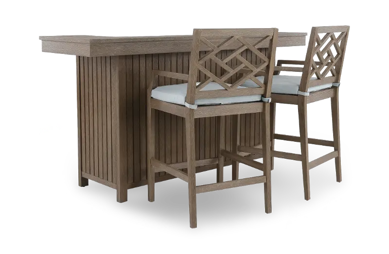 Madives Brown Patio Bar and Stool Set