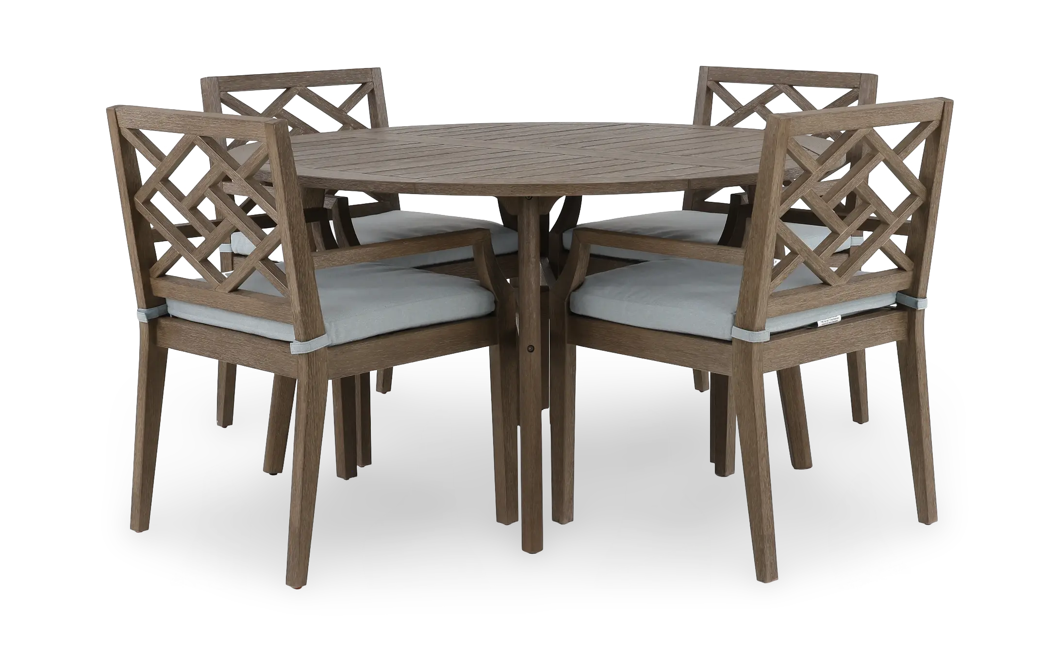 Maldives 5 Piece Brown and Light Blue Patio Dinging Set with Arm Chairs-1