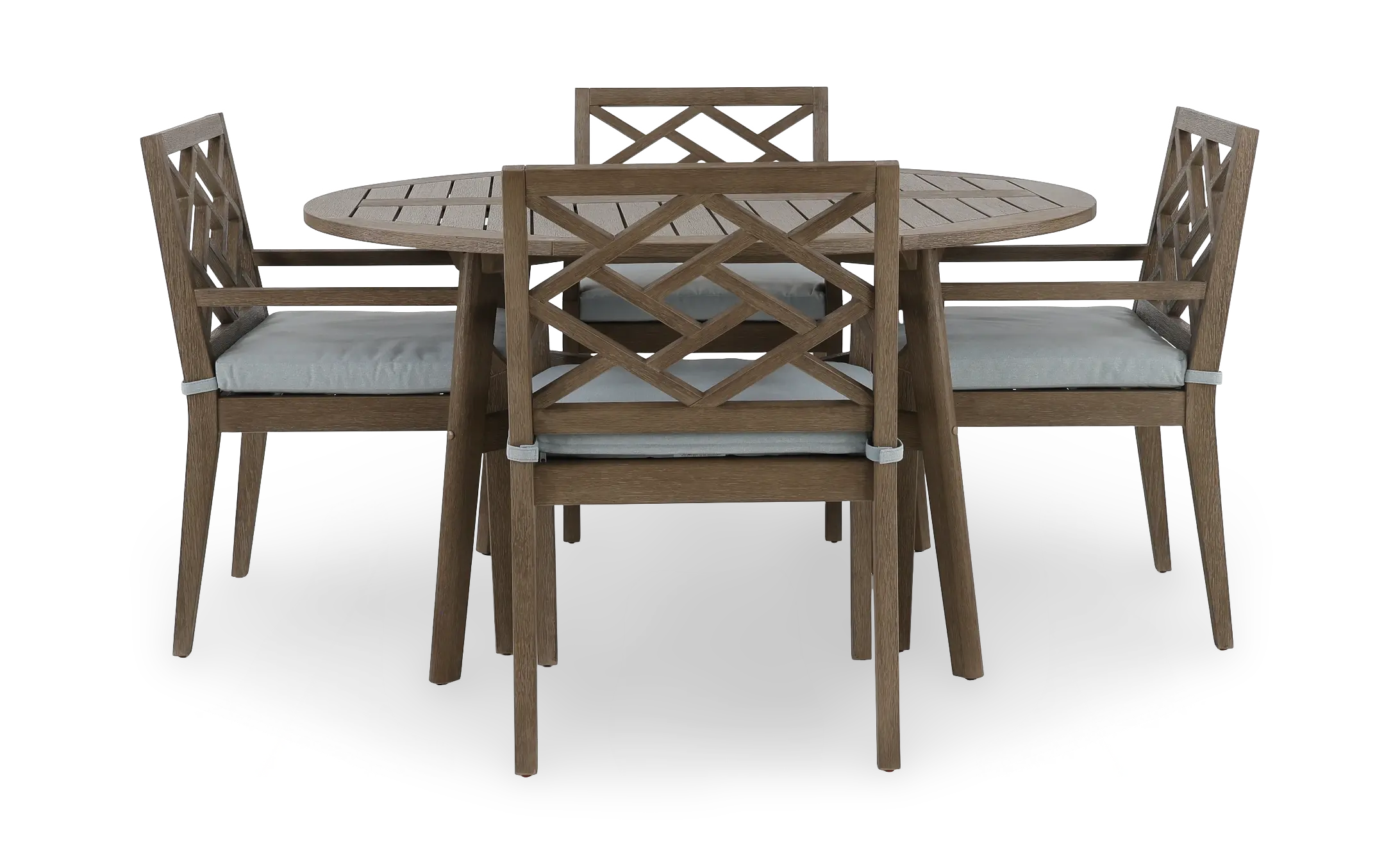 Maldives 5 Piece Brown and Light Blue Patio Dinging Set with Arm Chairs-4