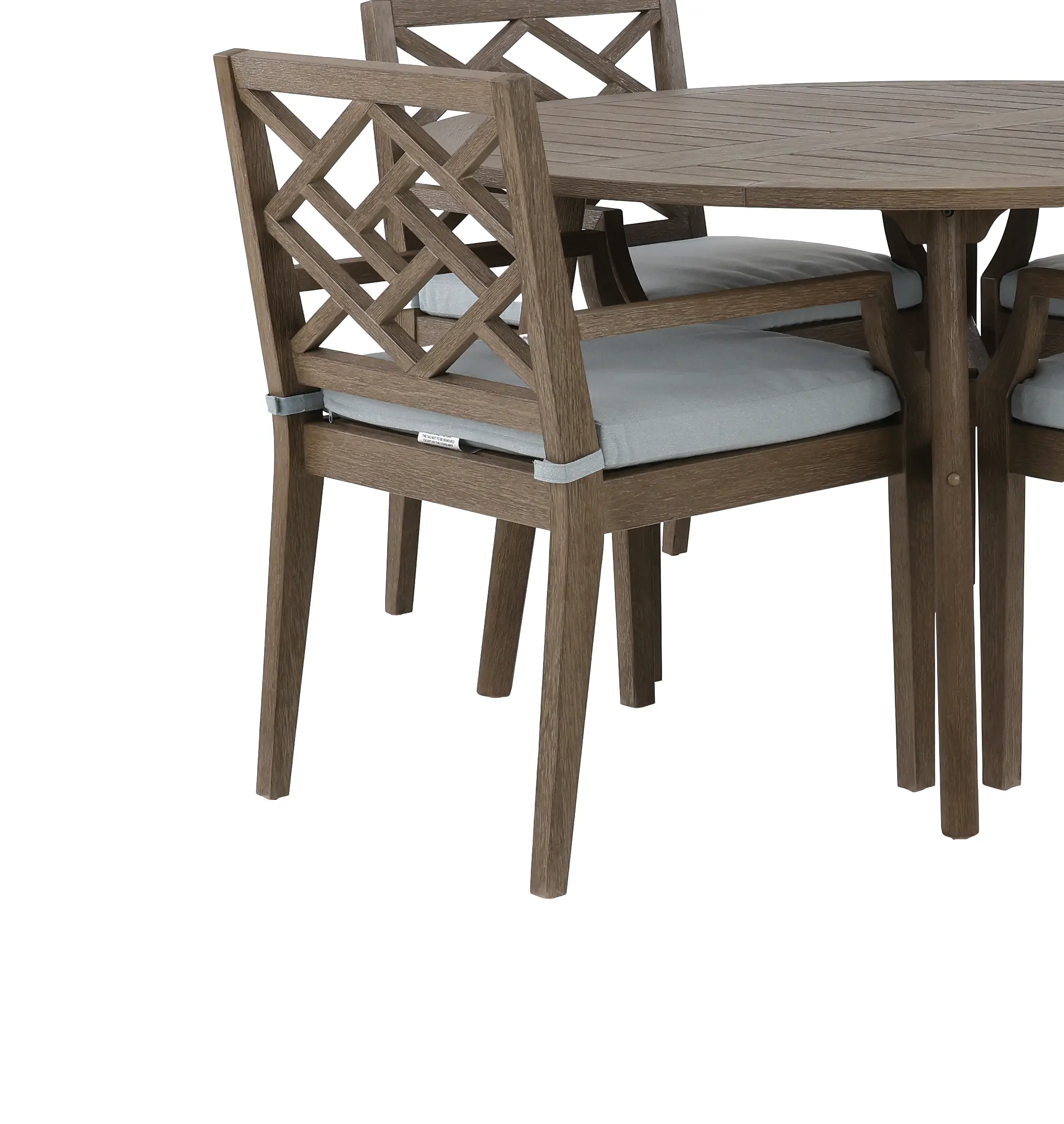 Maldives 5 Piece Brown and Light Blue Patio Dinging Set with Arm Chairs-5