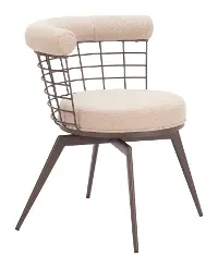 Saku Beige & Brown Swivel Dining Chair