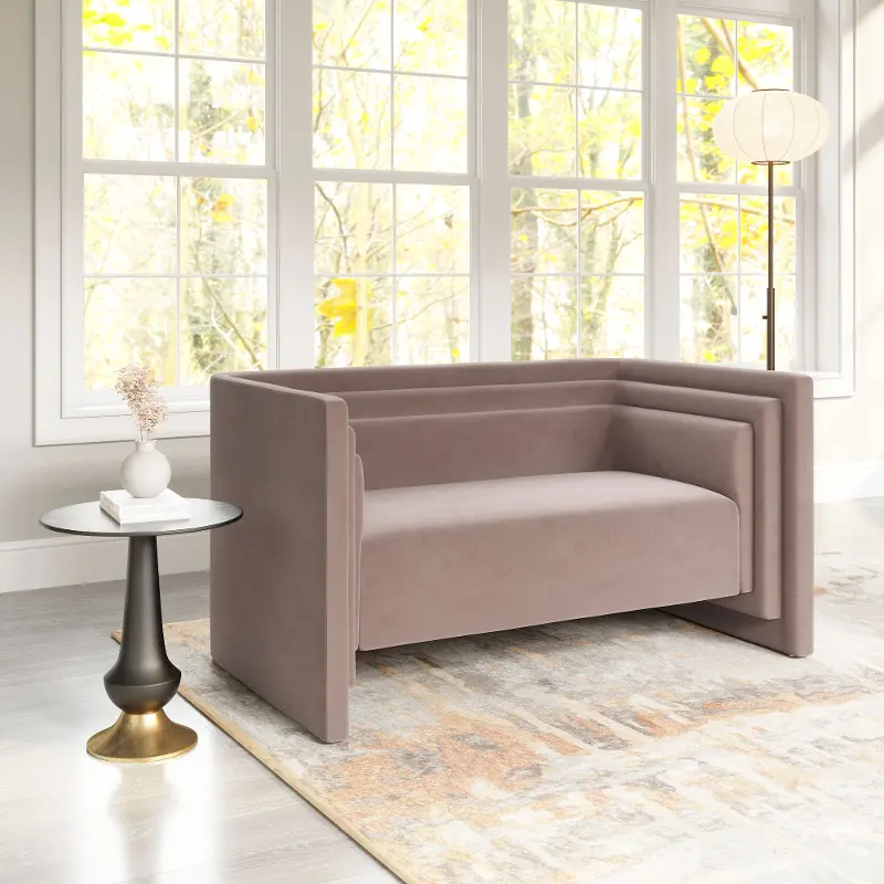 Lucie Taupe Velvet Loveseat
