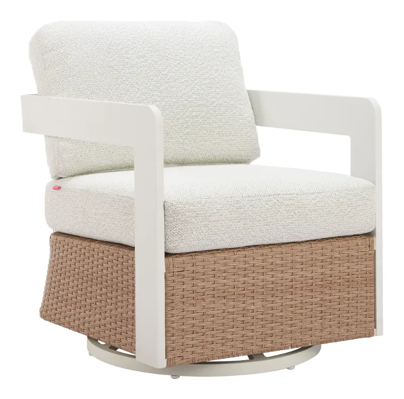 Gelo White and Brown Patio Swivel Chair