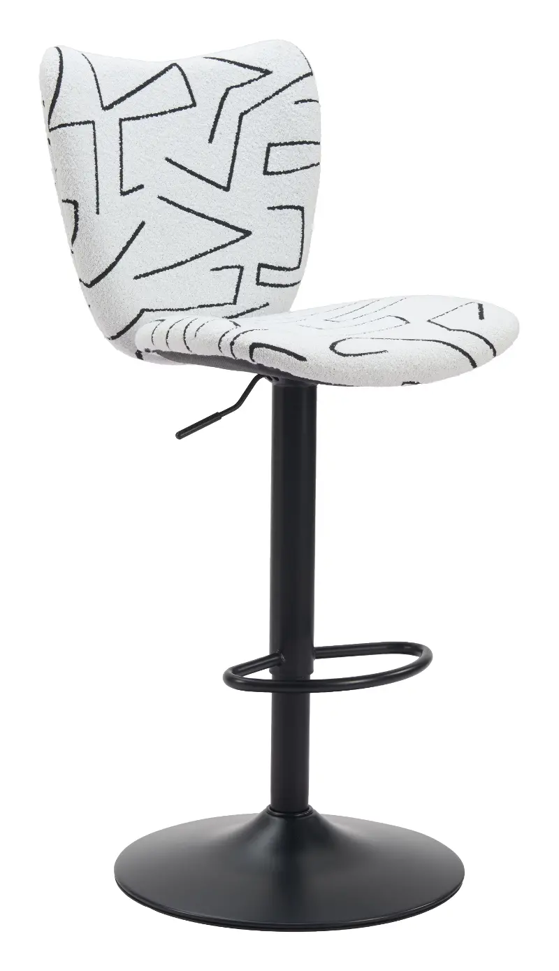Elevate White Geometric Barstool, Set of 2
