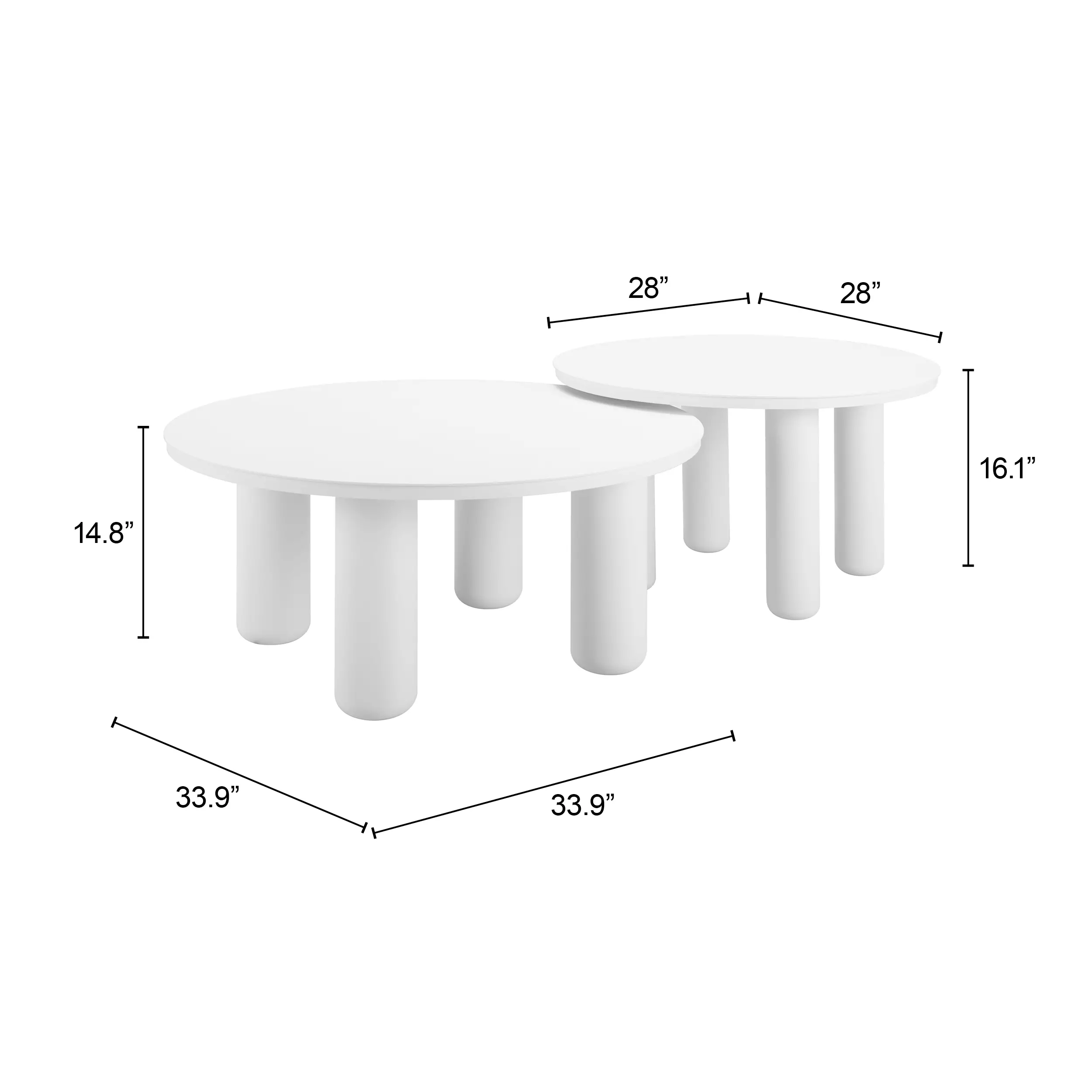 Ola White Outdoor Nesting Coffee Table Set-5
