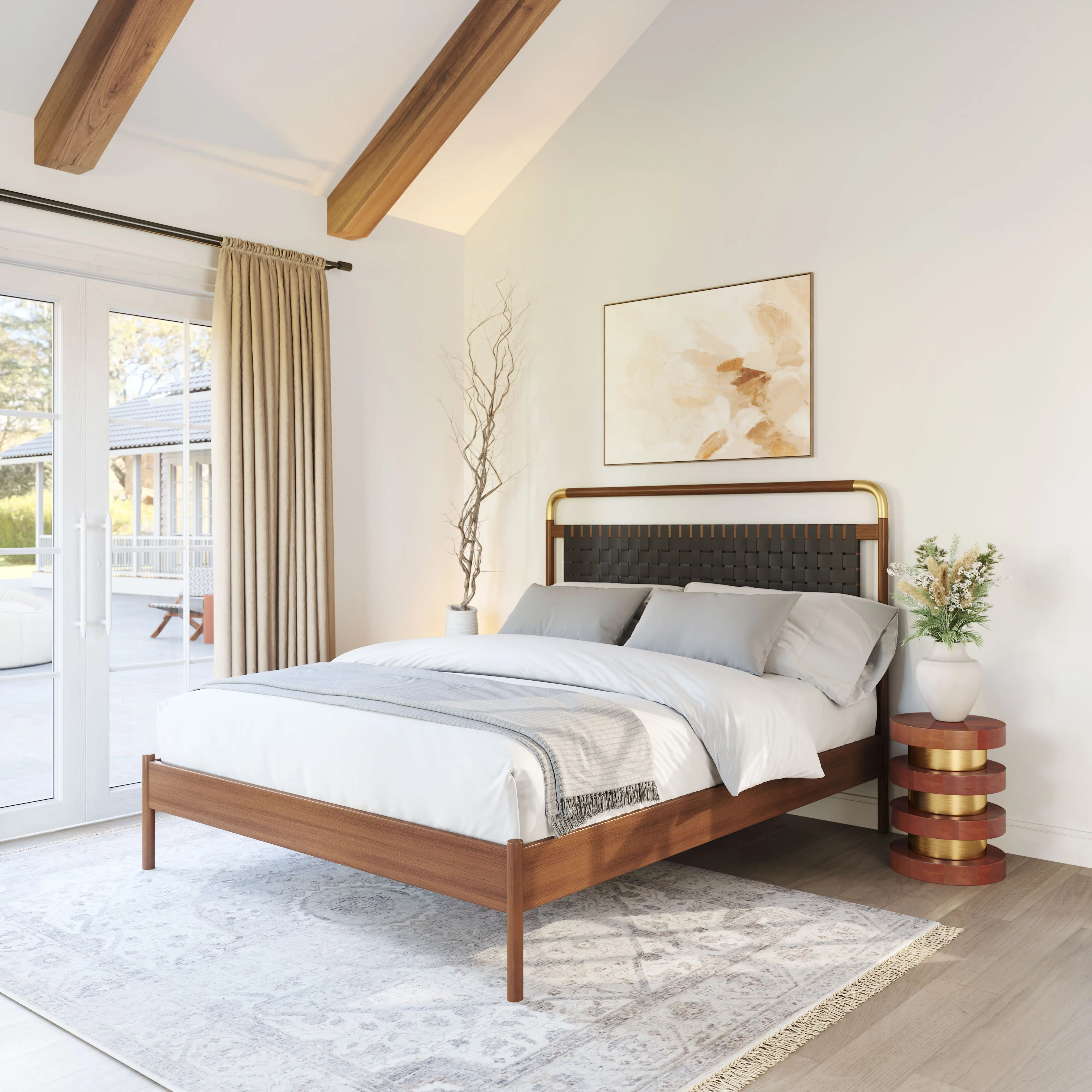 Netz Black and Walnut Queen Bed-2