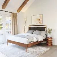 Netz Black and Walnut Queen Bed