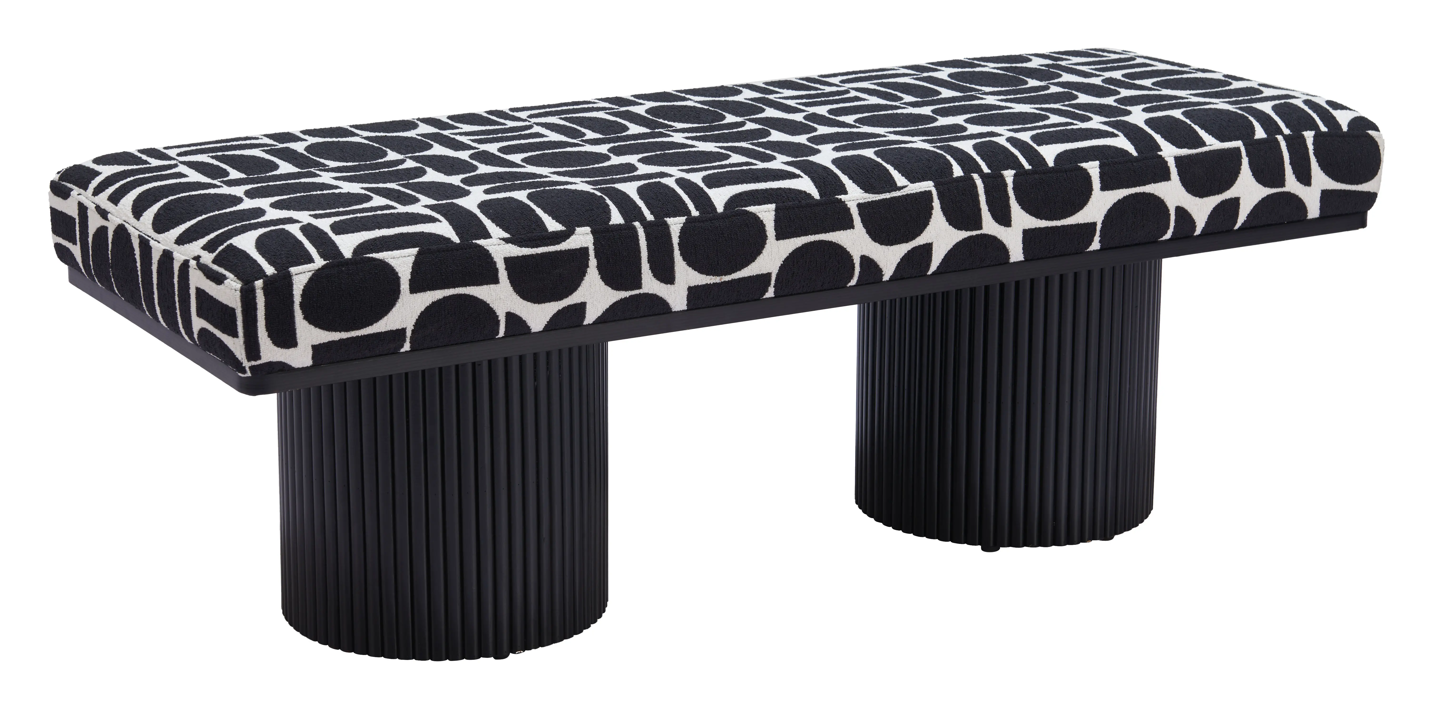 Botoia Black and White Upholstered Bench-3