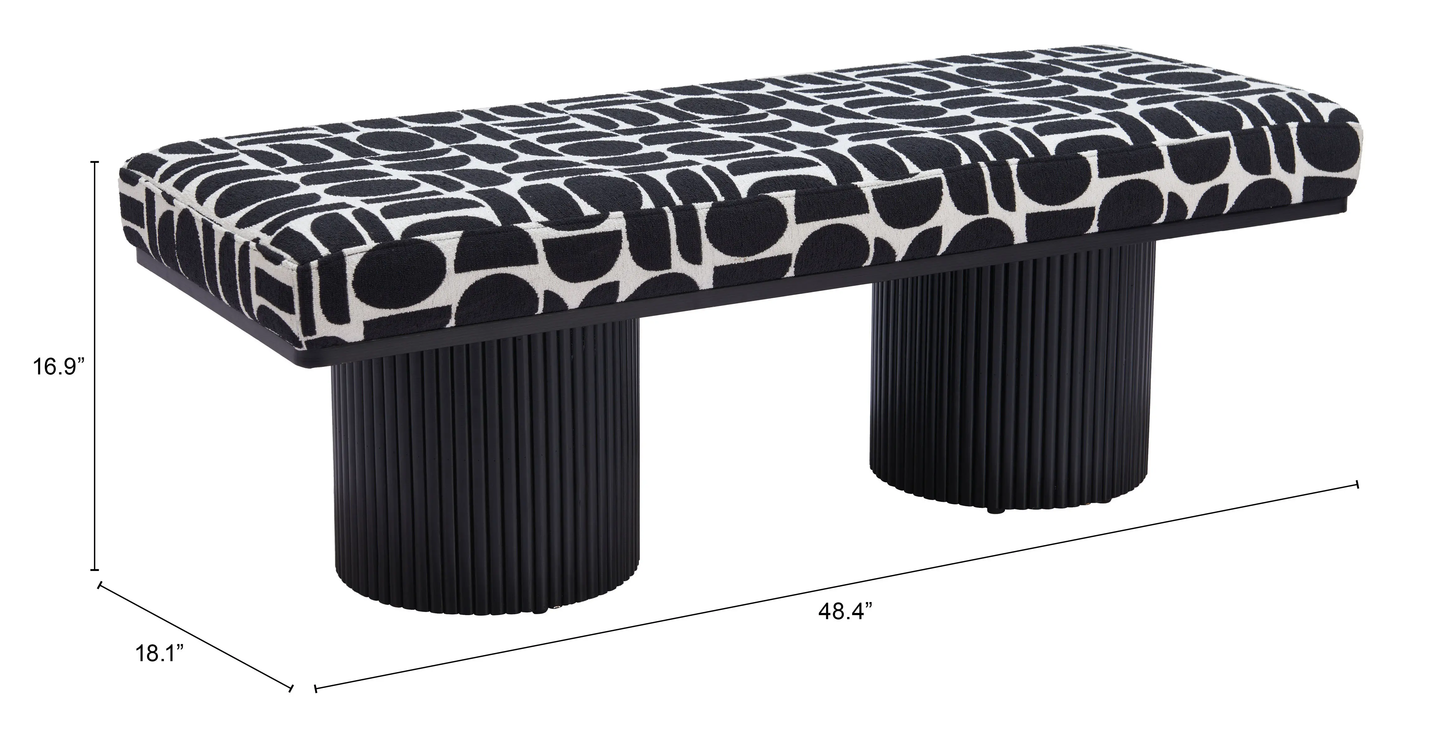 Botoia Black and White Upholstered Bench-5