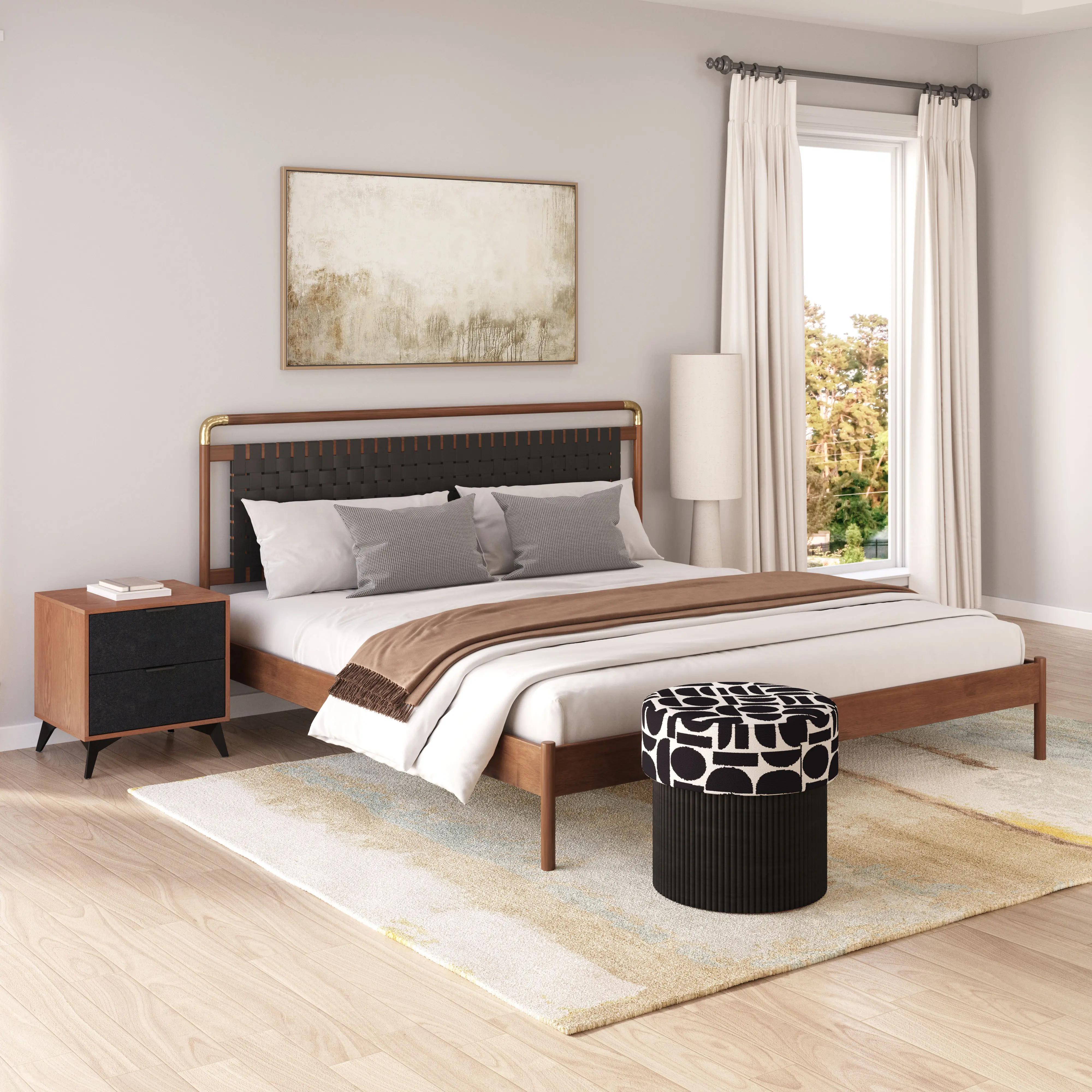 Netz Black and Walnut King Bed-2