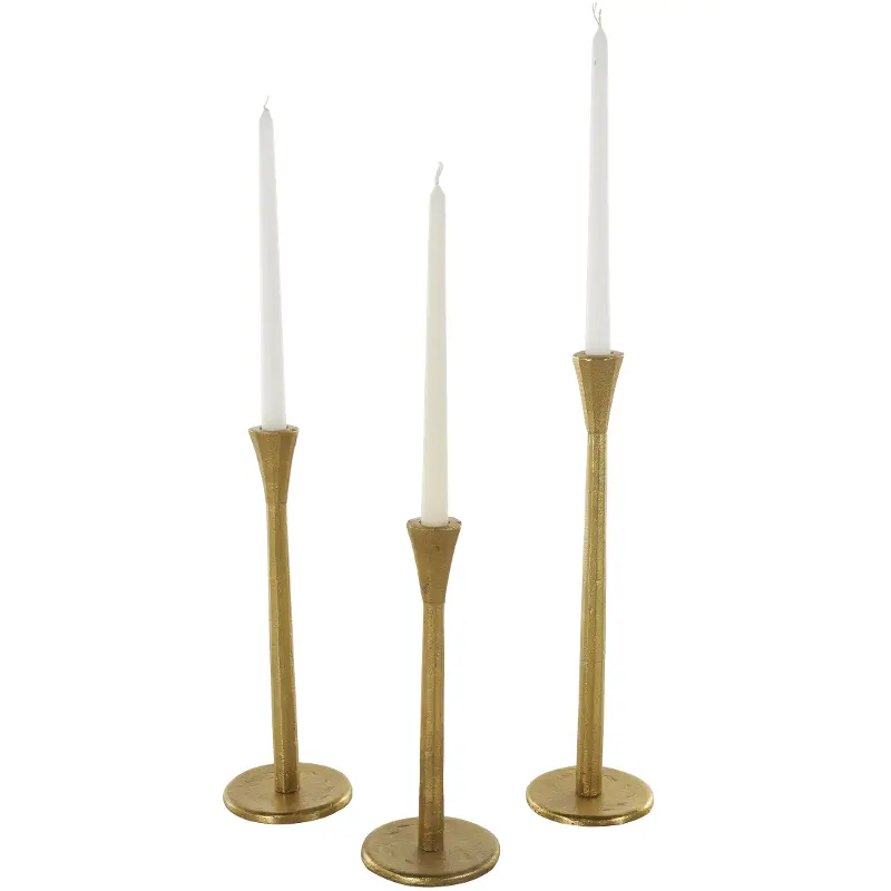 Gold Metal Tapered Candle Holder