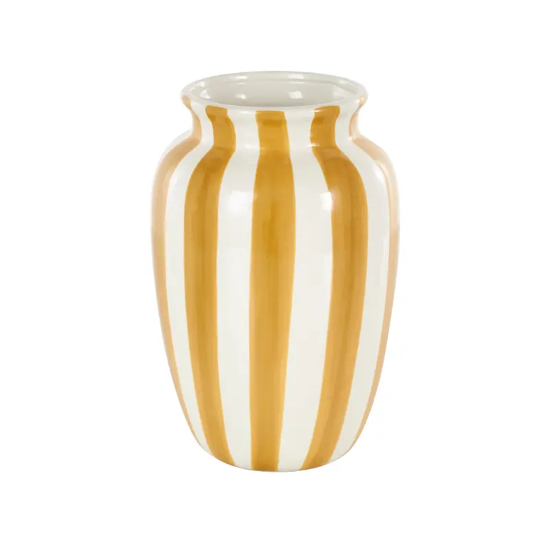 Yellow Ceramic White Vert Vase