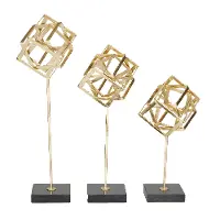 Large 19  Gold and Marble Geometric Decorative Sculpture