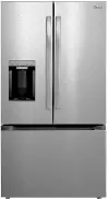 Midea 29 Cu Ft 3‑Door French Door Refrigerator – OneTouch AutoFill with Tall External Ice & Water Dispenser, Stainless Steel