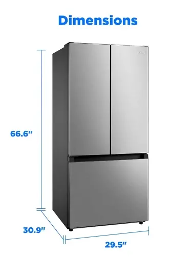 Midea 18 Cu Ft French Door Refrigerator – Gallon Door Bins Stainless Steel-3