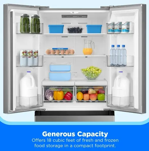 Midea 18 Cu Ft French Door Refrigerator – Gallon Door Bins Stainless Steel-5