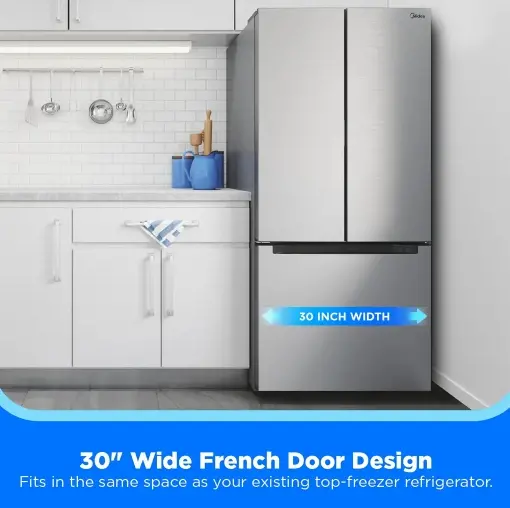 Midea 18 Cu Ft French Door Refrigerator – Gallon Door Bins Stainless Steel-6