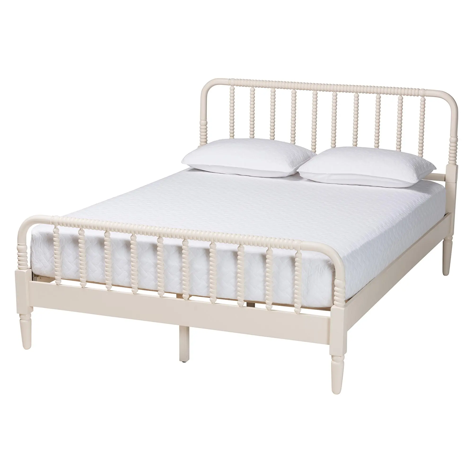 258-14205-RCW Welsh Ivory Spindle Wood Queen Platform Bed-3