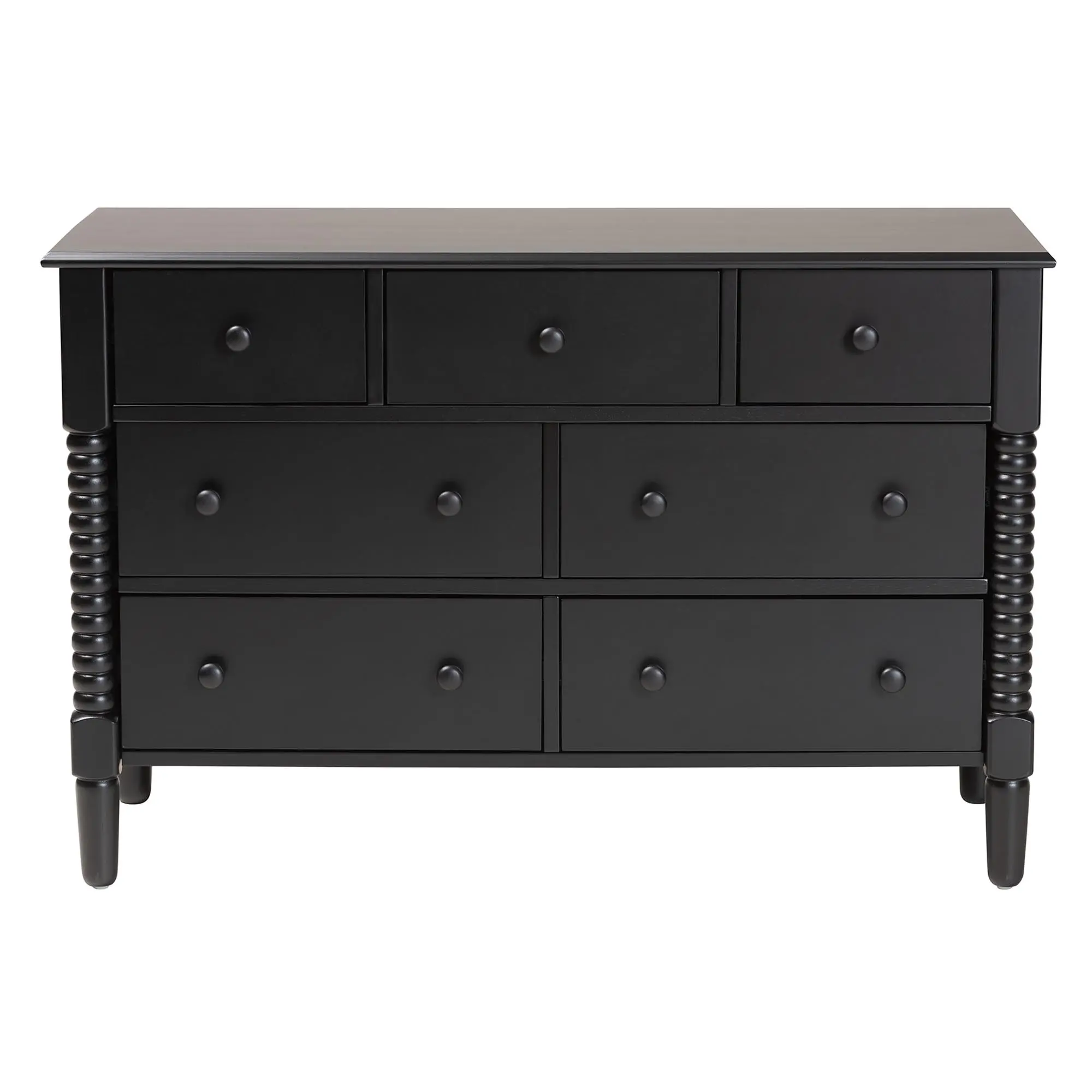 258-14248-RCW Welsh Black Spindle Wood 7-Drawer Dresser-3