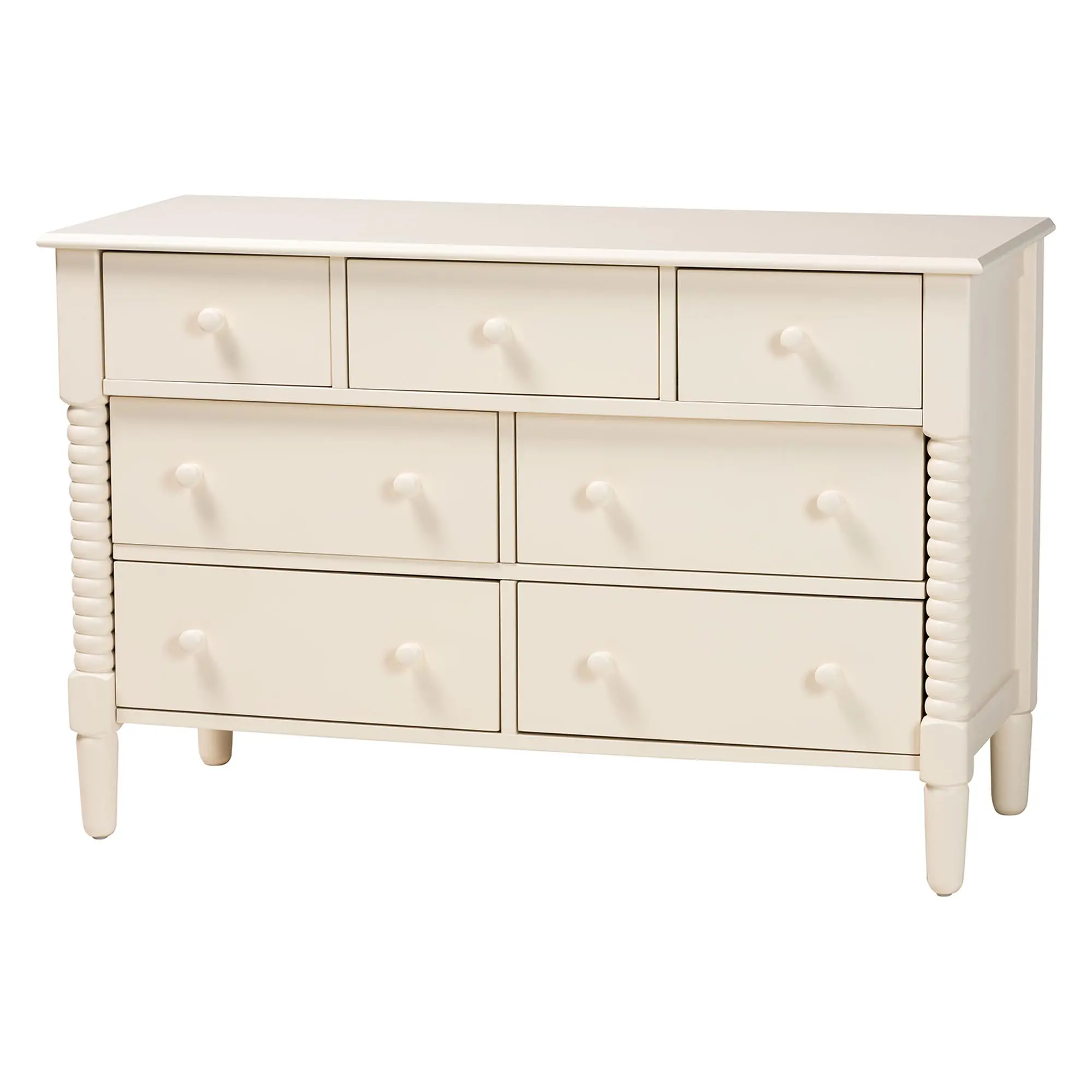 258-14249-RCW Welsh Ivory Spindle Wood 7-Drawer Dresser-4