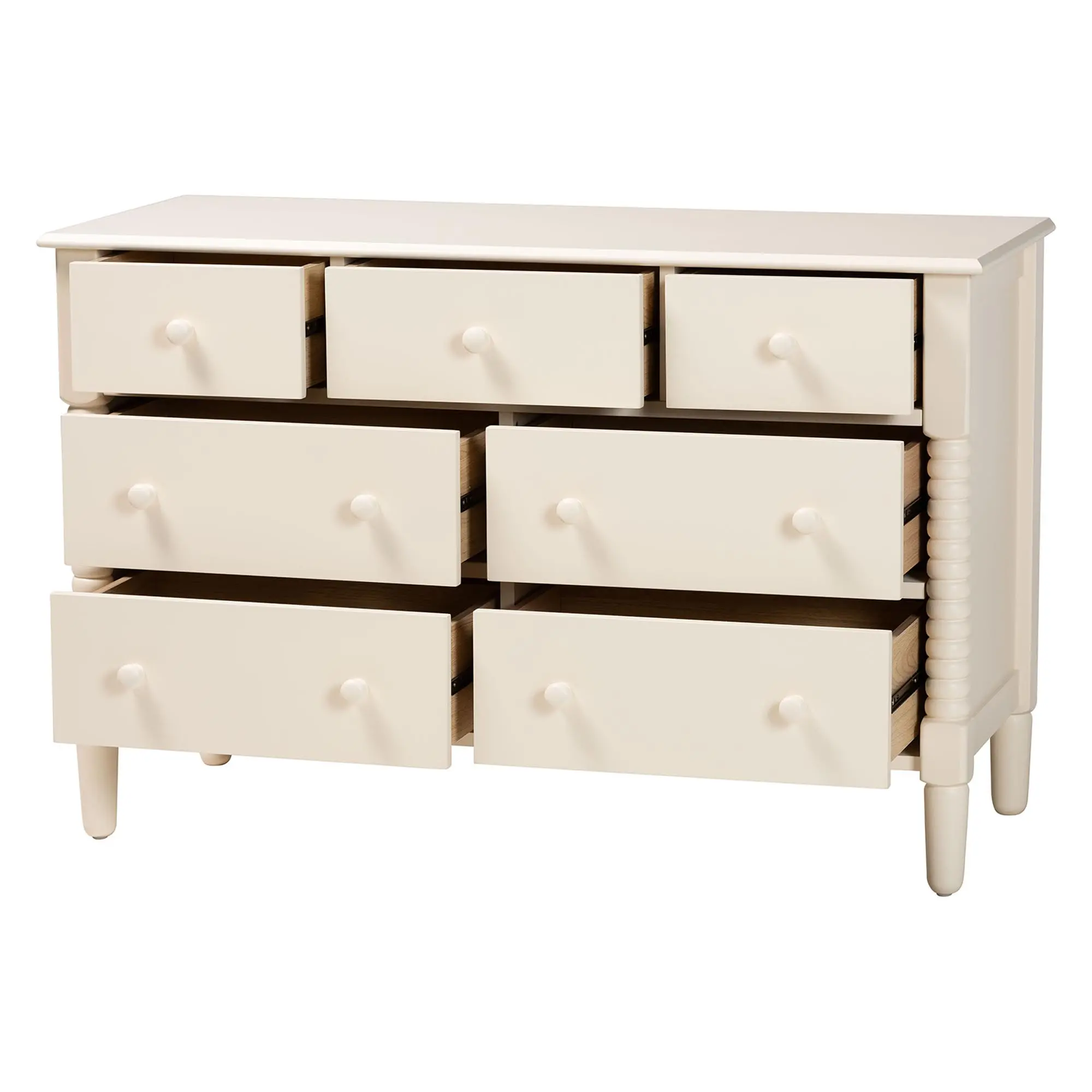 258-14249-RCW Welsh Ivory Spindle Wood 7-Drawer Dresser-5