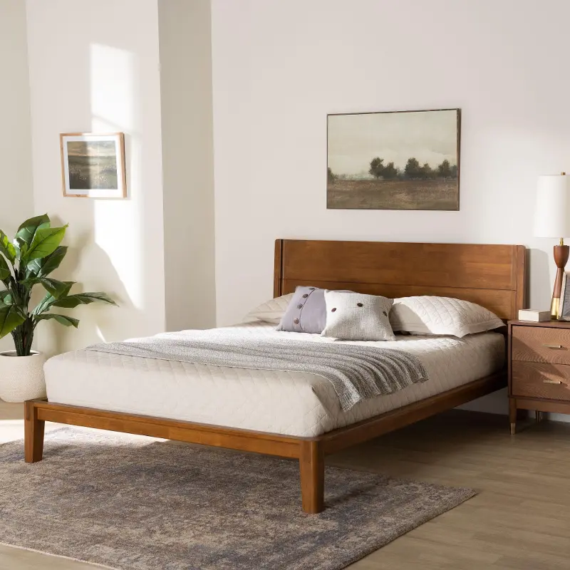 Reese Walnut Brown Queen Platform Bed